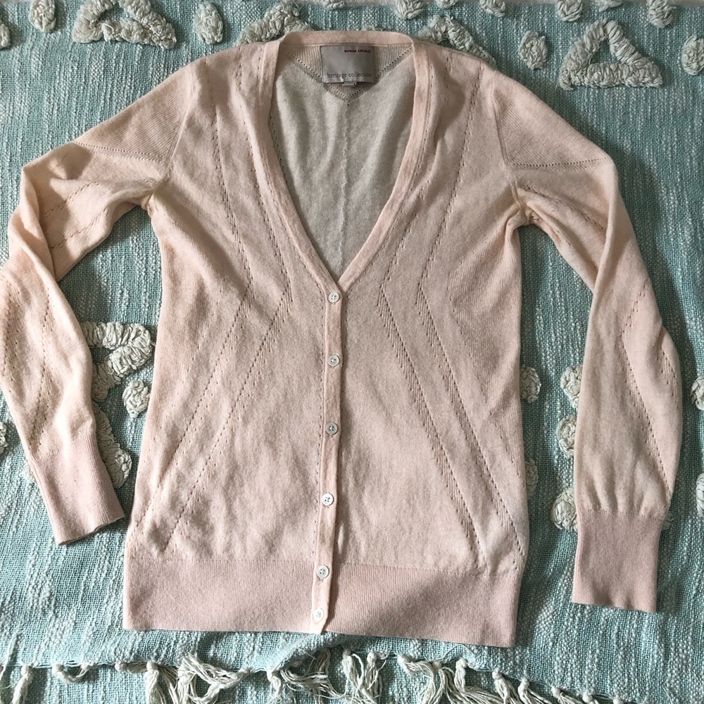Banana Republic Pale Pink V-Neck Button Cardigan Heritage Collection size xs - Picture 5 of 8